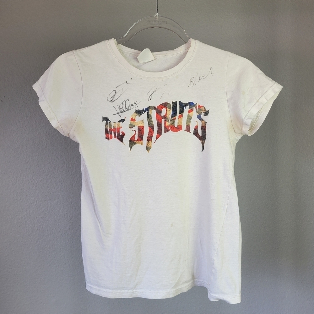 CONCERT TEE // the struts signed by all band members baby style tee flaw RARE
